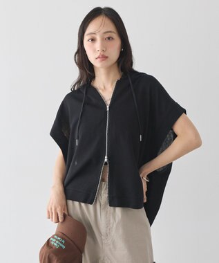 earth music&ecology シアーダンボールフーディーベスト Black