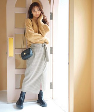 Feroux 【洗える】ブークレー ラグランニット キャメル系