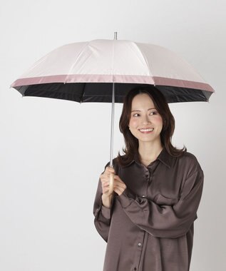 MOONBAT 【遮光/晴雨兼用日傘】LANVIN COLLECTION (ランバン コレクション)グログランリボン バイカラー 遮熱 UV 長傘 モカブラウン