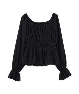 earth music&ecology バルーンヘムブラウス Black