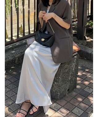 Green Parks AnriettMusee サテンナロースカート Gray