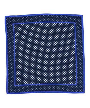 Marca 【Marcaオリジナル】ラインボーダードット 小判 シルクツイル スカーフ ブルー