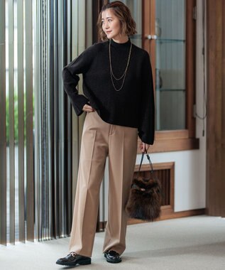 23区 【CLASSY.2月号掲載/洗える】TRストレッチギャバ ワイドパンツ キャメル系