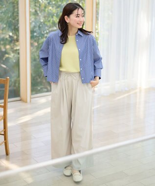 ANY 【洗濯機可】ストライプドロストシャツ ネイビー×オフストライプ