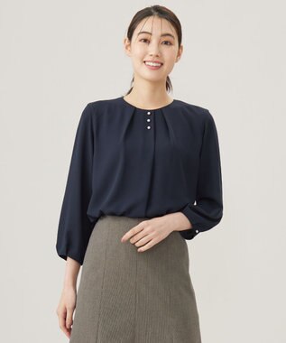 J.PRESS LADIES L ストレッチジョーゼット カットソー ネイビー系