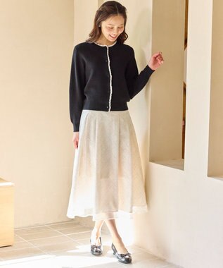 Feroux レーストリム ニット カーディガン ブラック系