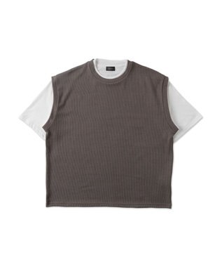 WEGO フェイクレイヤードベストT（S） ダークグレー