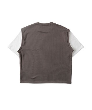 WEGO フェイクレイヤードベストT（S） ダークグレー