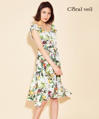 San-ai Resort（三愛水着楽園） 【SALE】【Coral veil】Botanical Garden ショルダードレス 3点セット水着 9号/11号 ホワイト