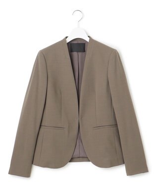 ICB 【UVカット・洗える】ウール2WAYストレッチ ノーカラージャケット モカ