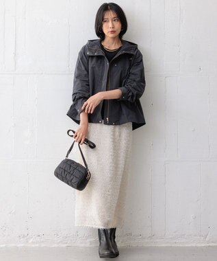 23区 L 【撥水加工/洗える】ブライトタフタ マウンテンパーカー グレー系