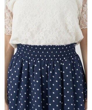 earth music&ecology ちょっとレトロなティアードスカート Dot Navy