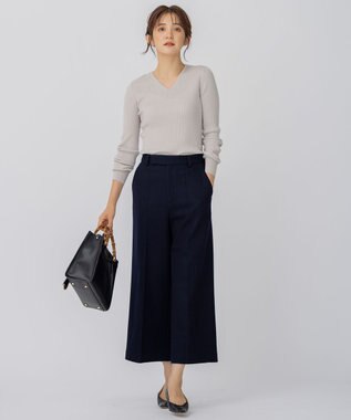 23区 【洗える】ウーステッドウール Vネック ニット ライトベージュ系