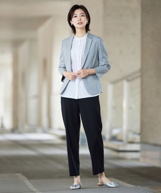 J.PRESS LADIES 【セットアップ対応・洗える・撥水・防汚】コットンFITTYシャーク テーラード ジャケット ライトグレー系