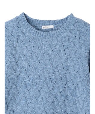 CRAFT STANDARD BOUTIQUE 洗えるモールケーブルニットチュニック Sax