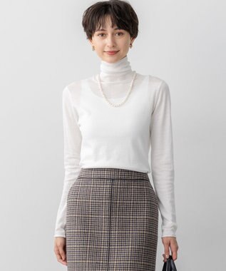 【CLASSY.掲載/洗える】スムージーコットン タートルネック ニット