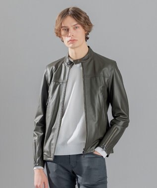 JOSEPH HOMME 【新色追加】ライトラムナッパレザー　シングルライダース カーキ系