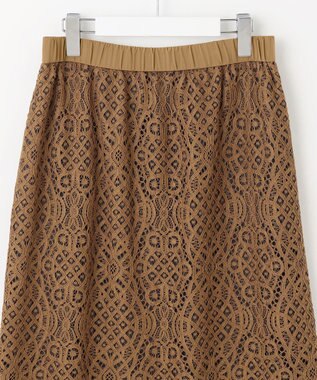 自由区 S 【SHIHOさん着用】バイカラーレース スカート キャメル×グレー