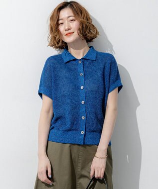 23区 【先行予約】ピュアリネン ハーフスリーブ ポロニット