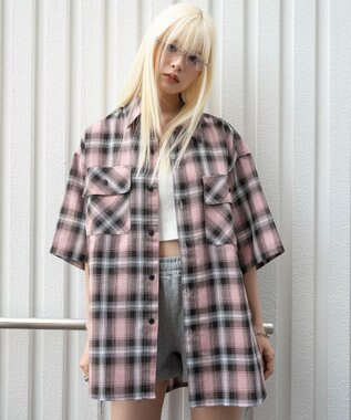 WEGO 【ユニセックス着用ITEM/SMLサイズ展開】オンブレチェックシャツ（SS）