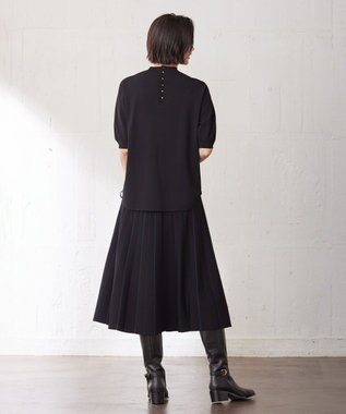 J.PRESS LADIES L 【洗える】レーヨンエリートストレッチ ギャザースリーブ ニット ブラック系