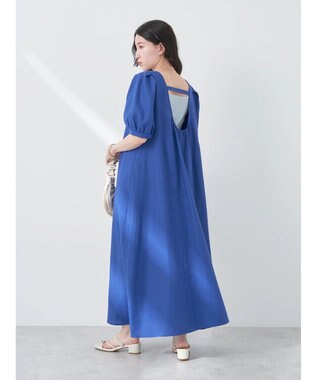 earth music&ecology リサイクルポリエステルブレンドＡラインワンピース Blue