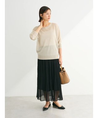 Green Parks ２ｗａｙ　７分袖ブライトシアーニットプルオーバー Beige