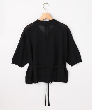 組曲 L 【先行予約・WEB限定】シアーニット 襟付き七分袖カーディガン ブラック系