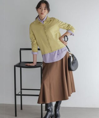 組曲 ツイル起毛フレア スカート カカオブラウン系