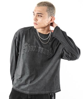 WEGO 【ユニセックス着用ITEM/MLサイズ展開】コールドダイダメージアップリケT（LS）