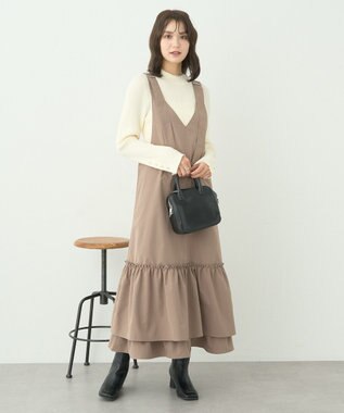 earth music&ecology ティアードフリルジャンスカ Mocha