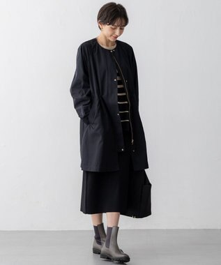 23区 S 【撥水加工】ライトツイル ノーカラーコート ネイビー系