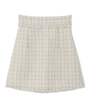 earth music&ecology 【セットアップ可】フリンジツイードミニスカート Ivory