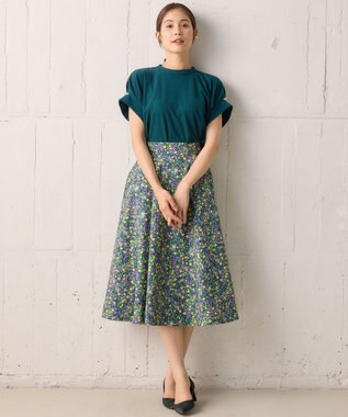 組曲 【WEB限定】ライトジョーゼット袖タック ブラウス ダークグリーン系