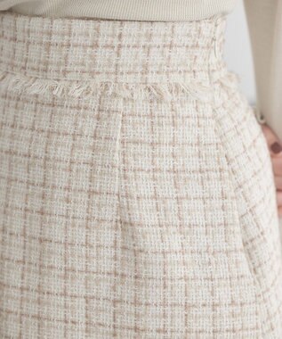 earth music&ecology 【セットアップ可】フリンジツイードミニスカート Ivory