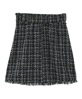 earth music&ecology 【セットアップ可】フリンジツイードミニスカート Black