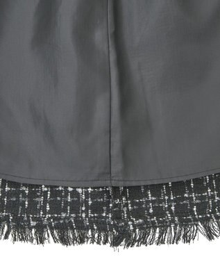 earth music&ecology 【セットアップ可】フリンジツイードミニスカート Black