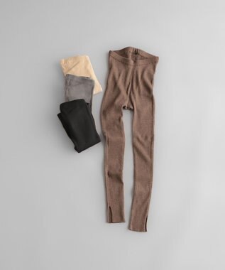 AND WOOL 〈高品質ウール〉〈洗えるニット〉〈暖かい着心地〉ウールレギンス ブラウン