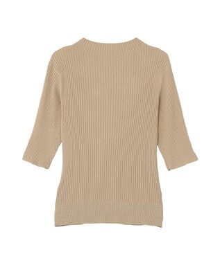 YECCA VECCA ハイネック5分袖リブニット Gray Beige