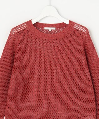 自由区 S 【SHIHOさん着用】リネンミドルゲージメッシュ ニット ピンク