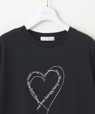 ANY SIS 【洗える】アソートロゴ Tシャツ ハートブラック