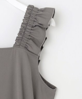 Feroux 【洗える】ショルダーフリル オールインワン グレー系
