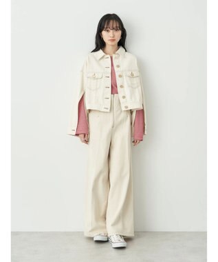 earth music&ecology フロントジップデニムパンツ Ivory