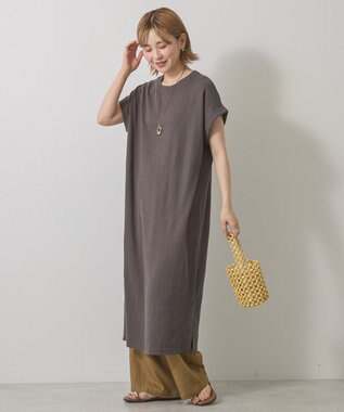 AMERICAN HOLIC ワッフルサイドスリット半袖ワンピース Charcoal Gray