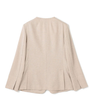 BEIGE， 【洗える】CAROLE / リネンライクノーカラーハーフ丈ジャケット Sand