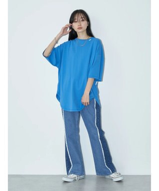 earth music&ecology Ｌｅｅ×ｅ．ｍ．ａ．ｅ　ＲＯＵＮＤＨＥＭ　ＴＥＥ Blue