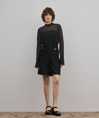 GRACE CONTINENTAL シアーハイネックニットトップ ブラック