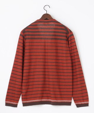 JOSEPH ABBOUD 【洗える】フランドルリネンボーダーカーディガン オレンジ系2