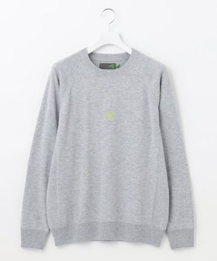 PW CIRCULUS 【MEN】【洗える】ロゴ ラグランスリーブ クルーネック ニット ライトグレー系