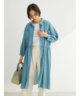 Green Parks ミディ丈ドロストシャツワンピース Blue